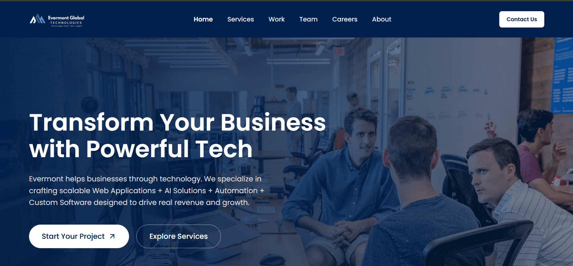 Website for tech training provider startup preview